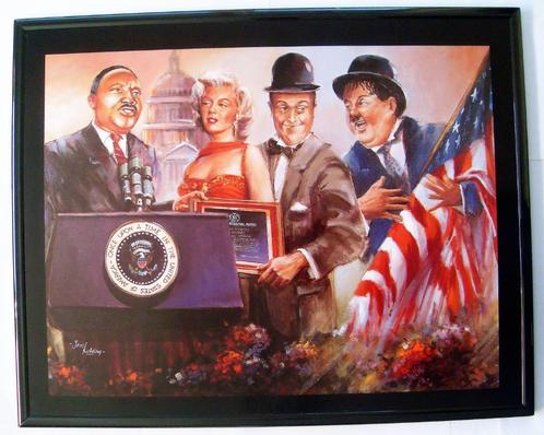 Laurel & Hardy Marilyn Monroe Martin Luther King U.S., Verzamelen, Muziek, Artiesten en Beroemdheden, Zo goed als nieuw, Poster, Artwork of Schilderij