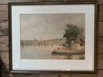 Aquarel Gerrit de Jong - Houthandel Willem Pont Zaanstad, Ophalen of Verzenden