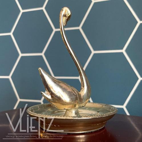 Vintage, retro, verzilverde ringhouder sieraden zwaan, Verzamelen, Retro, Huis en Inrichting, Ophalen of Verzenden