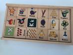 Houten doos met alfabet en cijfer tegels, Gebruikt, Ophalen of Verzenden