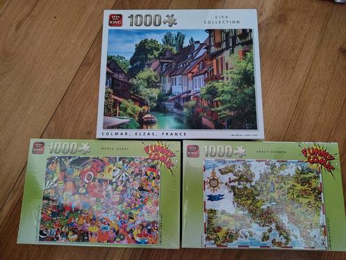 *Nieuw* King Puzzles - 3x 1000 stukjes - samen €6, Hobby en Vrije tijd, Denksport en Puzzels, Nieuw, Legpuzzel, 500 t/m 1500 stukjes