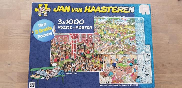 Jan van Haasteren puzzels 3x 1000 stukjes + 3 posters, Hobby en Vrije tijd, Denksport en Puzzels, Zo goed als nieuw, Legpuzzel