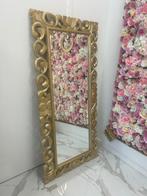 Gouden Spiegel met Sierlijke Lijst, Ophalen of Verzenden, Zo goed als nieuw, 150 tot 200 cm, Rechthoekig