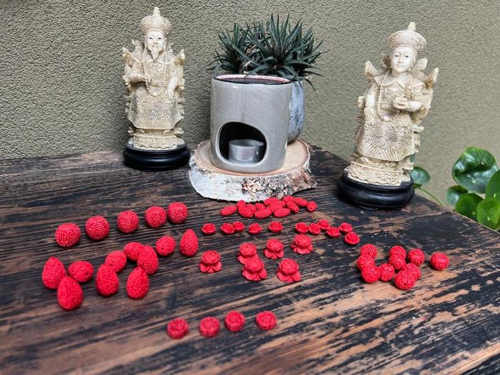 Chinese rode cinnaber kralen chinees rood kraal, Hobby en Vrije tijd, Kralen en Sieraden maken, Nieuw, Kraal, Ophalen of Verzenden