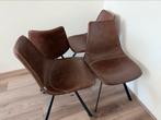 Goossens 4 leren stoelen, Huis en Inrichting, Ophalen, Gebruikt, Bruin, Leer