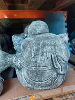 Lachende Boeddha met Koi Karper Tuinbeeld, Ophalen of Verzenden, Zo goed als nieuw, Beton, Boeddhabeeld
