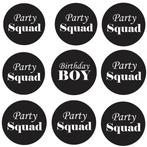 9 buttons Birthday Boy of Girl en Party Squad, Verjaardag, Ophalen of Verzenden, Info@sweet-one.nl, Feestartikel