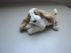 Superzacht liggend lichtbruin-wit pluche hond knuffel zgan, Ophalen of Verzenden, Zo goed als nieuw, Hond