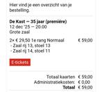 De Kast premiere Drachten 12 december, Tickets en Kaartjes, Twee personen, Overige soorten