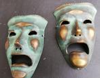 Scary mask. 2 st. Brons. Gepatineerd. 12.5 x 17 cm., Huis en Inrichting, Woonaccessoires | Wanddecoraties, Zo goed als nieuw, Ophalen
