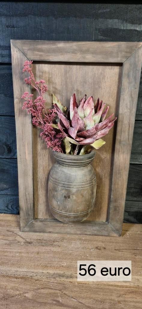 Wandborden met bloemen in vaas, Huis en Inrichting, Woonaccessoires | Wanddecoraties, Nieuw, Ophalen of Verzenden