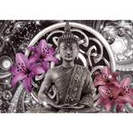120 Buddha Paars Grijs Vlies Fotobehang 350x250cm in 3 maten, Huis en Inrichting, Stoffering | Behang, Ophalen of Verzenden, Minder dan 10 m²