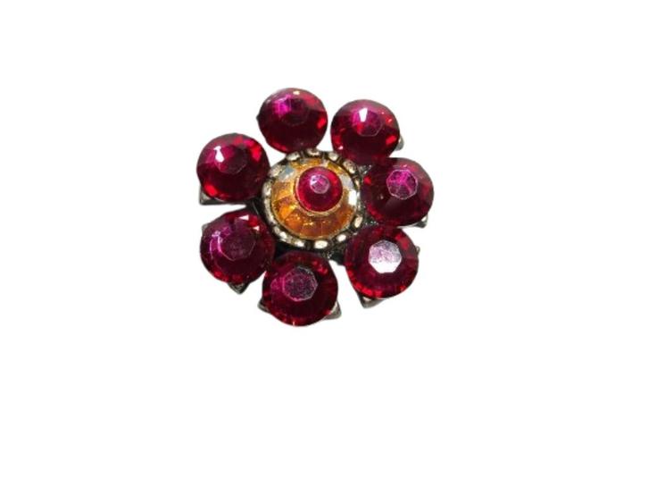 Fuchsia Rode en Gele Strass en Metaal Hanger, Upcycling, Hobby en Vrije tijd, Kralen en Sieraden maken, Gebruikt, Hanger, Ophalen of Verzenden