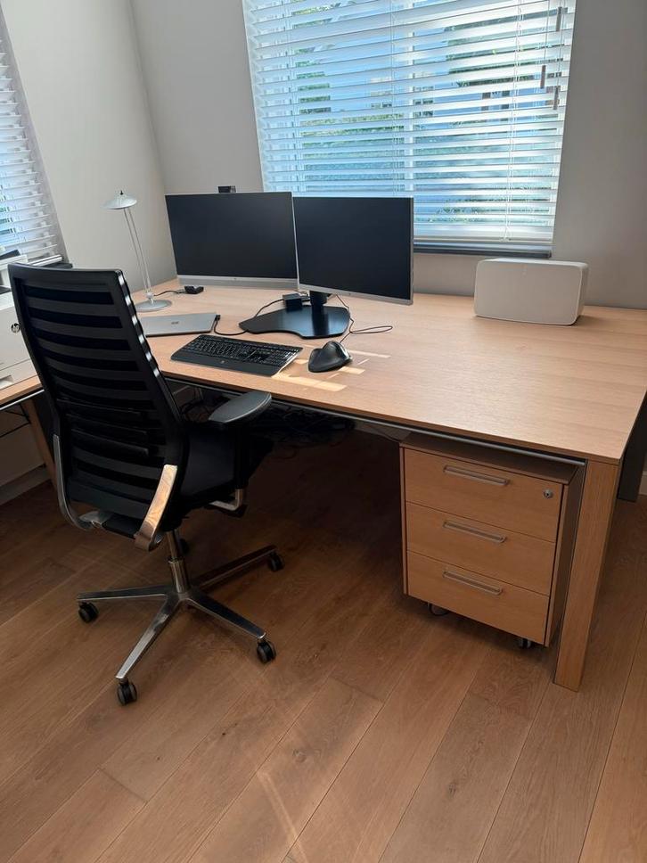 Bureau met zijvleugel, bureaulade en dressoir, Huis en Inrichting, Bureaus, Gebruikt, Bureau, Ophalen