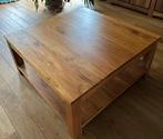Tiek houten salontafel met lectuurplank - 100x100x45cm, Ophalen, Gebruikt, 100 tot 150 cm, Minder dan 50 cm