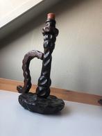 Vintage Grote Robuuste Houten Kaarsenstandaard, Gebruikt, Bruin, Ophalen of Verzenden, Hout