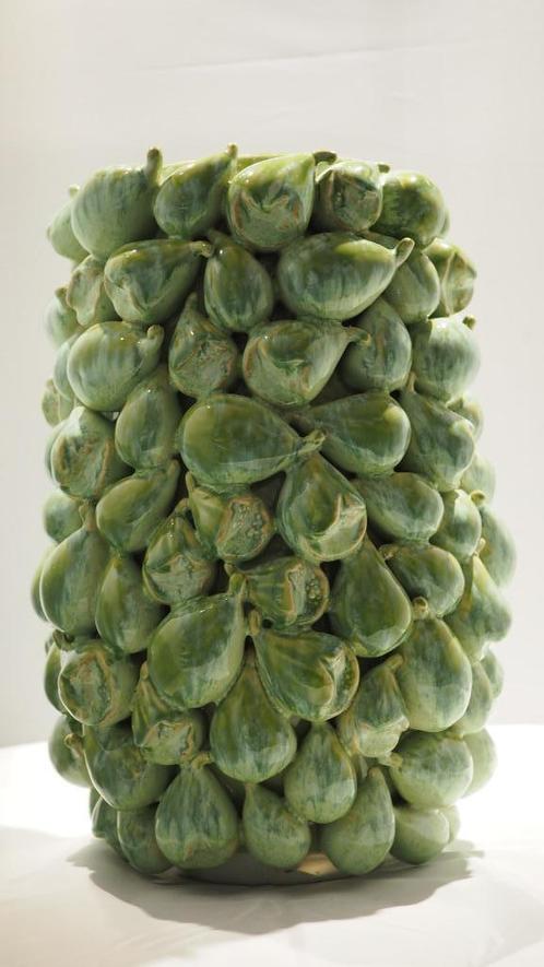 8. Des Pots Vaas Vijgen Groen, Huis en Inrichting, Woonaccessoires | Vazen, Gebruikt, Groen, Minder dan 50 cm, Aardewerk of Porselein