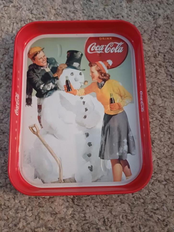 Coca-Cola Dienblad met Sneeuwman, Verzamelen, Merken en Reclamevoorwerpen, Gebruikt, Gebruiksvoorwerp, Ophalen of Verzenden