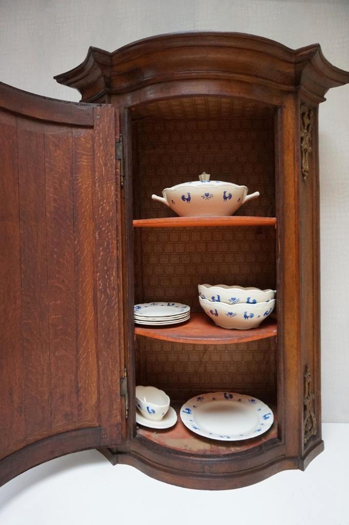 Antieke halfronde eiken kast/bovenkast/toonbankkast, Antiek en Kunst, Antiek | Meubels | Kasten, Ophalen