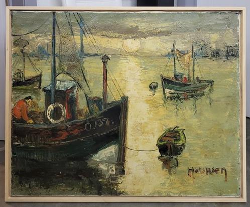 Joris HOUWEN, in de haven van Oostende, Antiek en Kunst, Kunst | Schilderijen | Klassiek, Ophalen