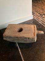 Stoere houten vijzel, Huis en Inrichting, Woonaccessoires | Schalen en Manden, Ophalen of Verzenden, Zo goed als nieuw, Rechthoekig
