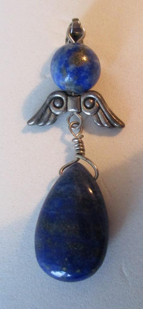 Hanger LL03: Lapis lazuli-Blauw - 5½cm x 2cm., Sieraden, Tassen en Uiterlijk, Kettinghangers, Nieuw, Steen of Mineraal, Blauw