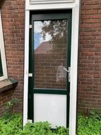 Kunststof deur met kozijn, 80 tot 100 cm, Gebruikt, Glas, Buitendeur