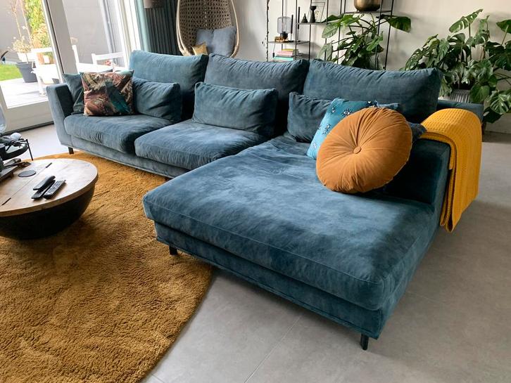 Hoekbank, Huis en Inrichting, Banken | Sofa's en Chaises Longues, Gebruikt, Vierpersoons of meer, 150 cm of meer, Stof, Ophalen