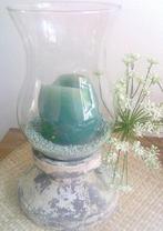 Robuust windlicht met beton voet stoere look, Overige materialen, Gebruikt, Ophalen of Verzenden, Groen