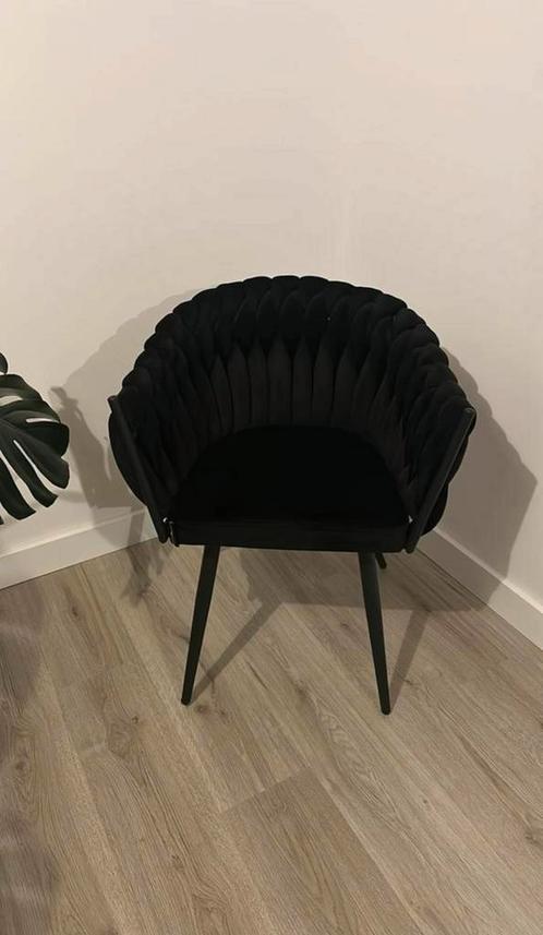 Zwarte Velvet Wavestoel, Huis en Inrichting, Stoelen, Zo goed als nieuw, Eén, Stof, Zwart, Ophalen