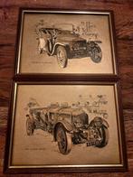 1909 Rolls "silver ghost, 1928 Bentley, goudfolieprint, Ophalen of Verzenden