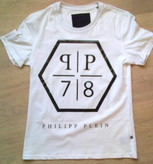 PHILIPP PLEIN wit met zwarte print shirt maat L, Kleding | Heren, T-shirts, Gedragen, Maat 52/54 (L), Wit, Verzenden
