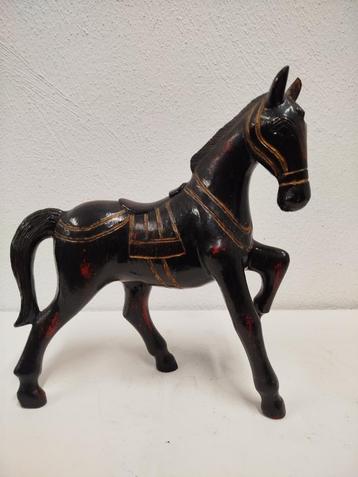 zeer mooi decoratief houten beeld van een paard – zwart/goud beschikbaar voor biedingen