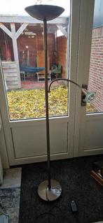 Stijlvolle bronzen staande lamp met leeslamp, Gebruikt, Ophalen of Verzenden, Metaal, Modern