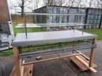 Eet/buffet horeca meubel/tafel met glazen etage opstand, Ophalen, Kunststof, Gebruikt, Vijf personen of meer