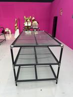 Presentatie tafel zwart met glasplaten, Ophalen of Verzenden
