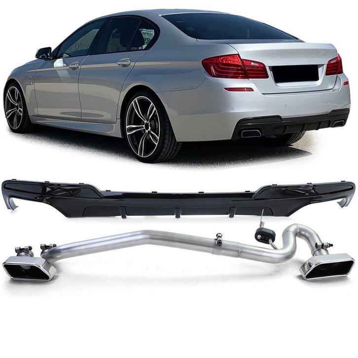 V8 Uitlaat Look Ombouw Set + Diffuser Glans Zwart Voor Bmw 5, Auto diversen, Tuning en Styling, Verzenden