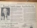 Voetbal. Ruud Geels vertrekt bij Ajax (krant 1978), Nederland, 1960 tot 1980, Knipsel(s), Ophalen of Verzenden