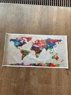 Canvas wereldkaart in aquarel  look, Diversen, Rommelmarktspullen, Ophalen
