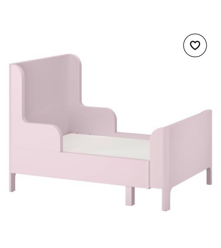 Zachtroze IKEA meegroeibed (BUSUNGE) – in perfecte staat, Kinderen en Baby's, Kinderkamer | Bedden, Gebruikt, 180 cm of meer, 70 tot 85 cm