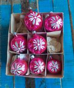 7  Vintage fuchsia roze kerstballen, Diversen, Kerst, Ophalen of Verzenden, Gebruikt