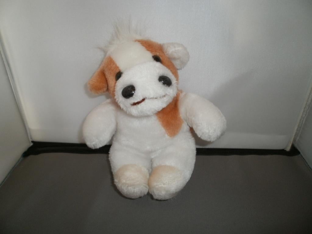 ah Knuffel koe bruin/wit 22 cm van kop tot teen hard neusje, Ophalen of Verzenden, Zo goed als nieuw, Koe