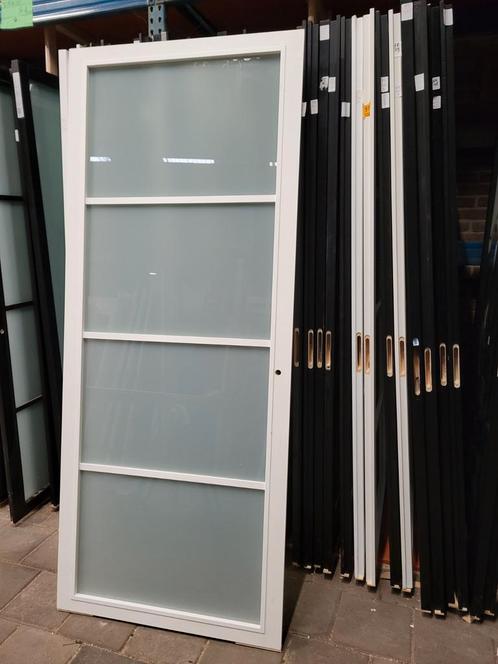 93x231,5cm binnendeur opdek L Staal look wit mat glas SK42, Doe-het-zelf en Verbouw, Deuren en Horren, Nieuw, Binnendeur, 215 cm of meer