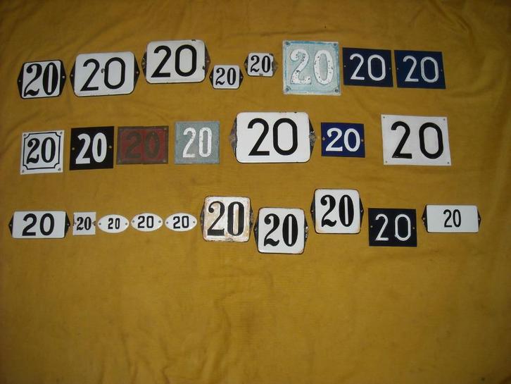 oud emaille huisnummer 20 ook 21 22 23 24 25 26 27 28 29 30, Antiek en Kunst, Antiek | Emaille, Ophalen of Verzenden