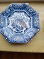 Vier Blauwe Borden met Pauw Decoratie, Ophalen of Verzenden