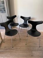 4 comfortabele zwarte eetkamerstoeltjes met fijne rugleuning, Ophalen, Zwart, Designlook, modern, Metaal