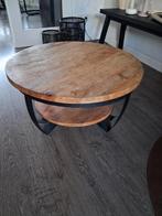 Zwarte metalen salontafel van mangohout merk Splinz.Ø70cm, Ophalen, Gebruikt, 50 tot 100 cm, Rond