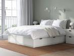 Ikea NORDLI bed met opberglades 160x200, Huis en Inrichting, Slaapkamer | Bedden, Ophalen, Wit, Tweepersoons, Zo goed als nieuw