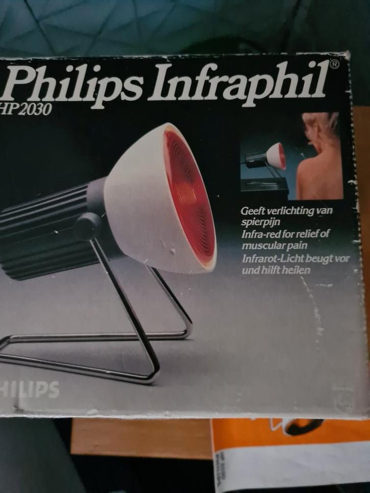 Vintage.Philips Warmtelamp / Infraroodlamp, Huis en Inrichting, Lampen | Vloerlampen, Gebruikt, Minder dan 100 cm, Kunststof, Metaal