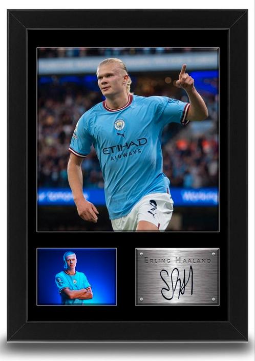 Erling Haaland fotolijst. Handtekening! Cadeau-idee., Verzamelen, Sportartikelen en Voetbal, Zo goed als nieuw, Poster, Plaatje of Sticker